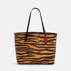 Coach City Tote With Tiger Print